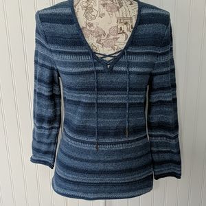 Ralph Lauren denim knit top 100% cotton stripe New
